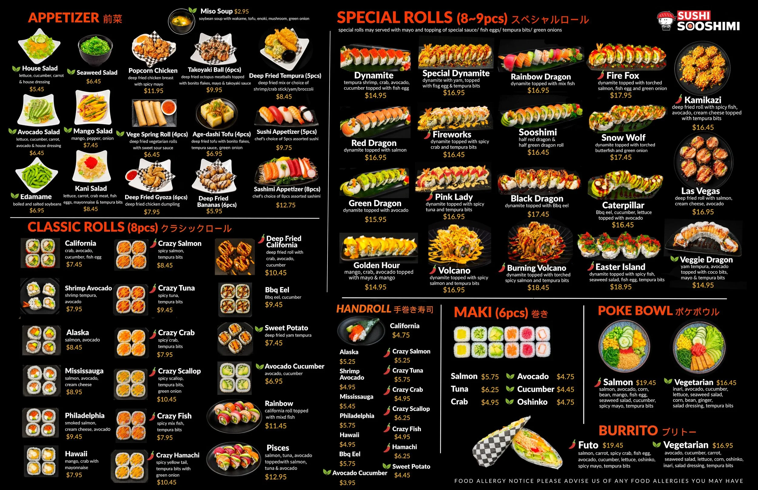 WHOLE MENU — Sushi Sooshimi